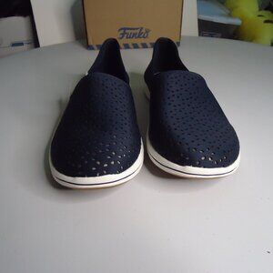CLARKS CLOUDSTEPPERS WOMENS SHOES SLIP ONS BREEZE EMILY Navy Blue SZ 9W NEW